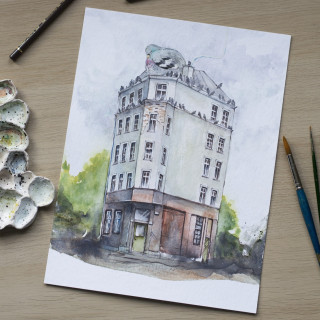 Tenement house with pigeons