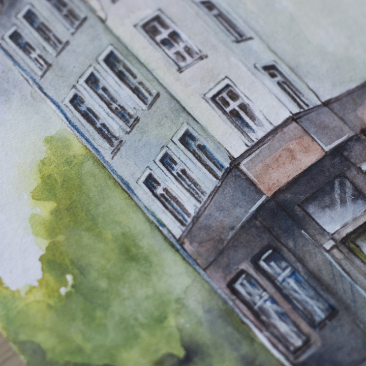 Tenement house with pigeons