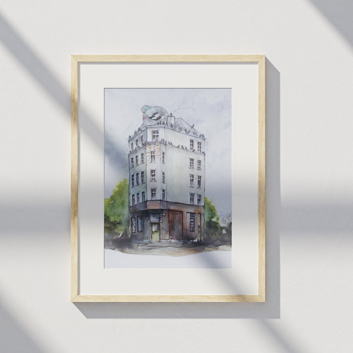 Tenement house with pigeons